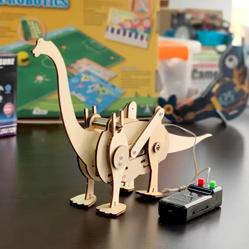Dinosaur STEM Kit for Kids – 3D Wooden Puzzle Robot Model | DIY Educational Science Toy