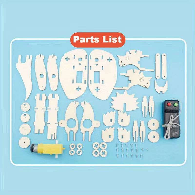 Dinosaur STEM Kit for Kids – 3D Wooden Puzzle Robot Model | DIY Educational Science Toy